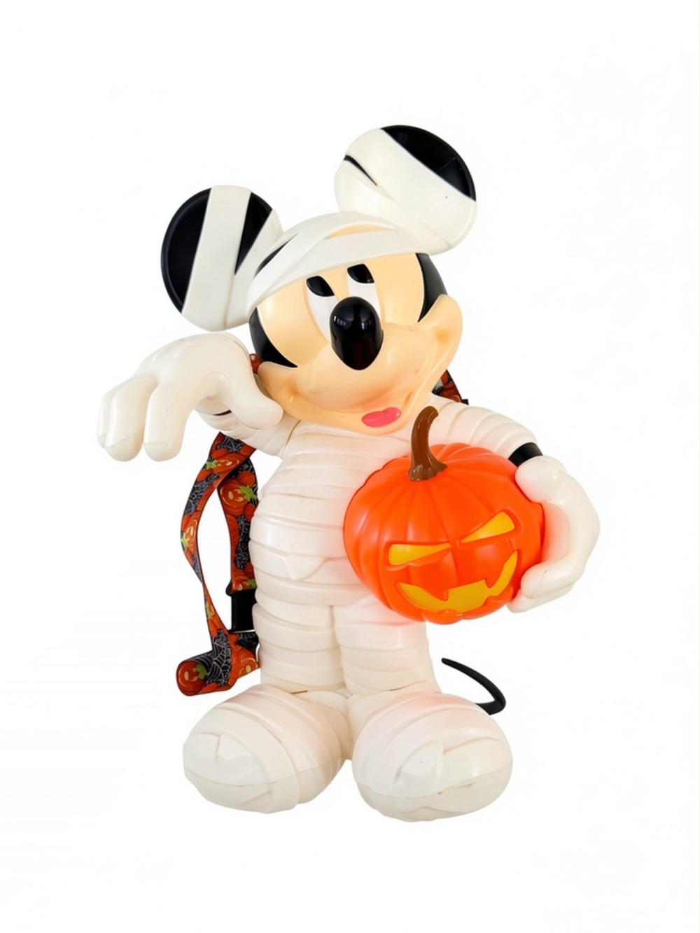 Mickey Mouse Mummy Costume with Pumpkin Accessory - White/Orange